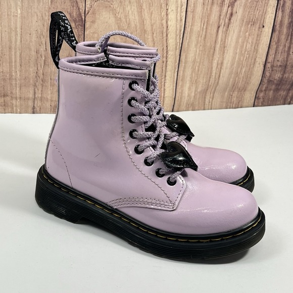 Dr Martens Docs Youth Kids Size 12 Shoes Lilac Leather Combat Boots 1460 J Zip - Picture 1 of 7